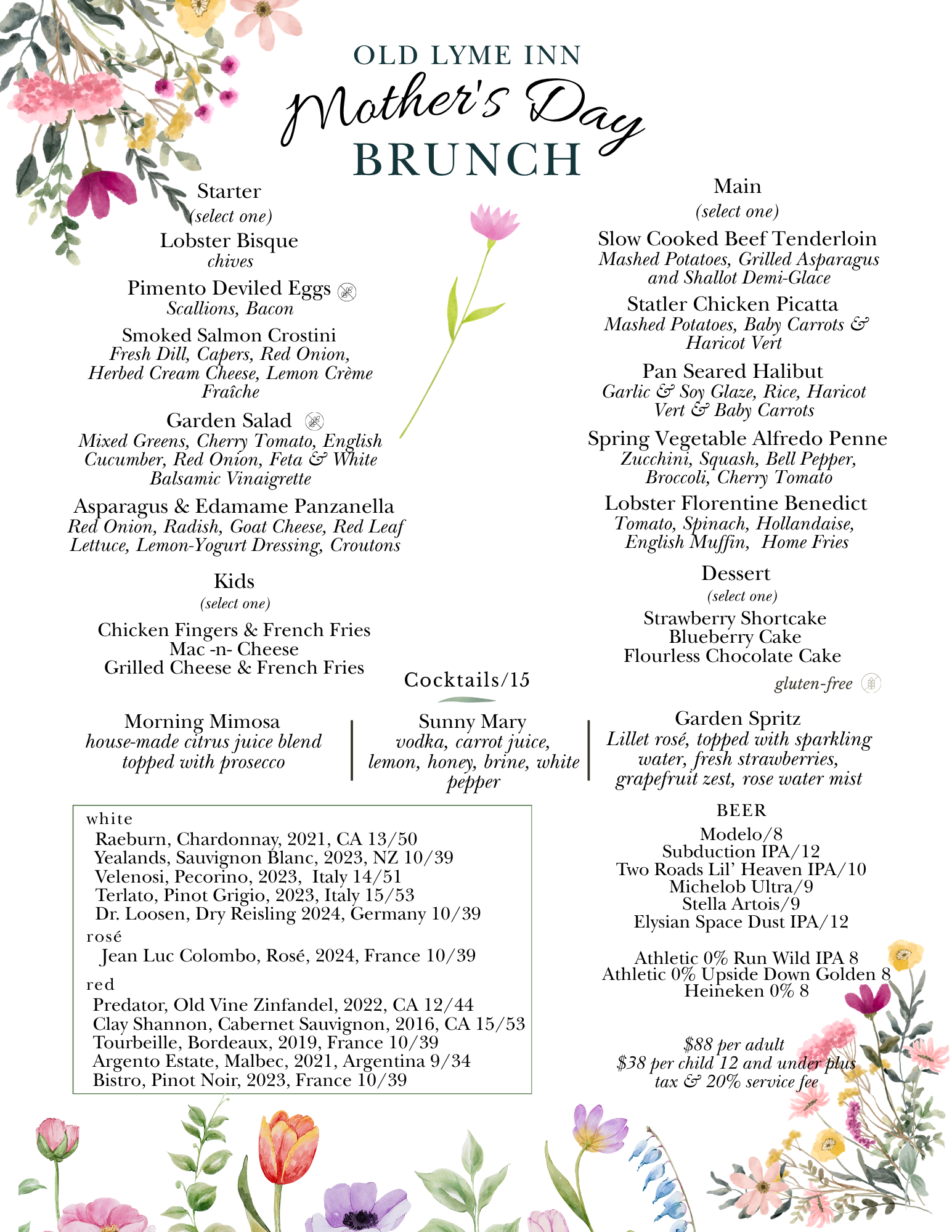 Mother's Day Menu
