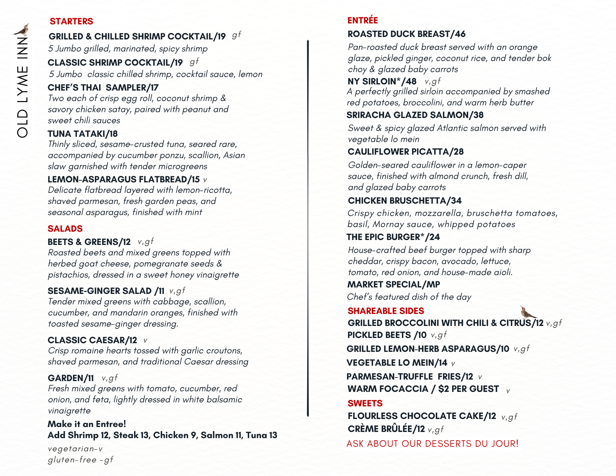Spring Dinner Menu 2026