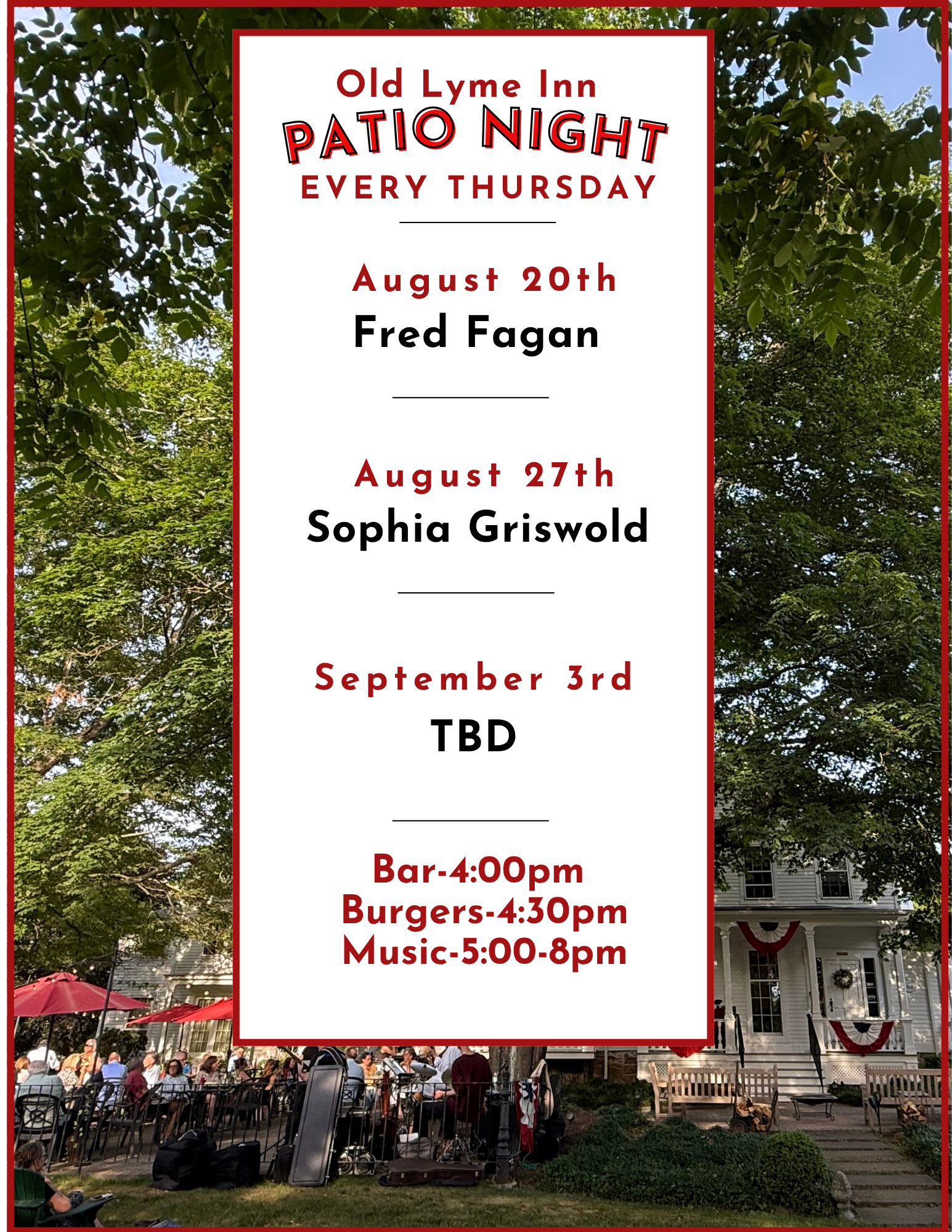 Patio Night Schedule