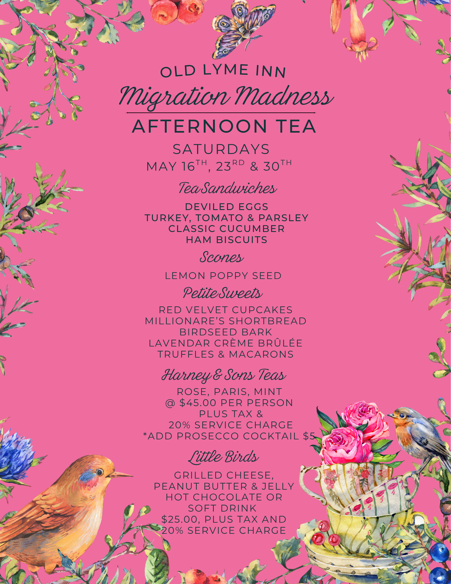 Migration Madness Tea Menu